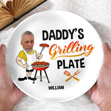Load image into Gallery viewer, “Grill Like a Pro: Daddy&#39;s Ultimate Grilling Plate” - Custom Ceramic Plate for Dad and Grandpa Ceramic Plate PopCulturePrints
