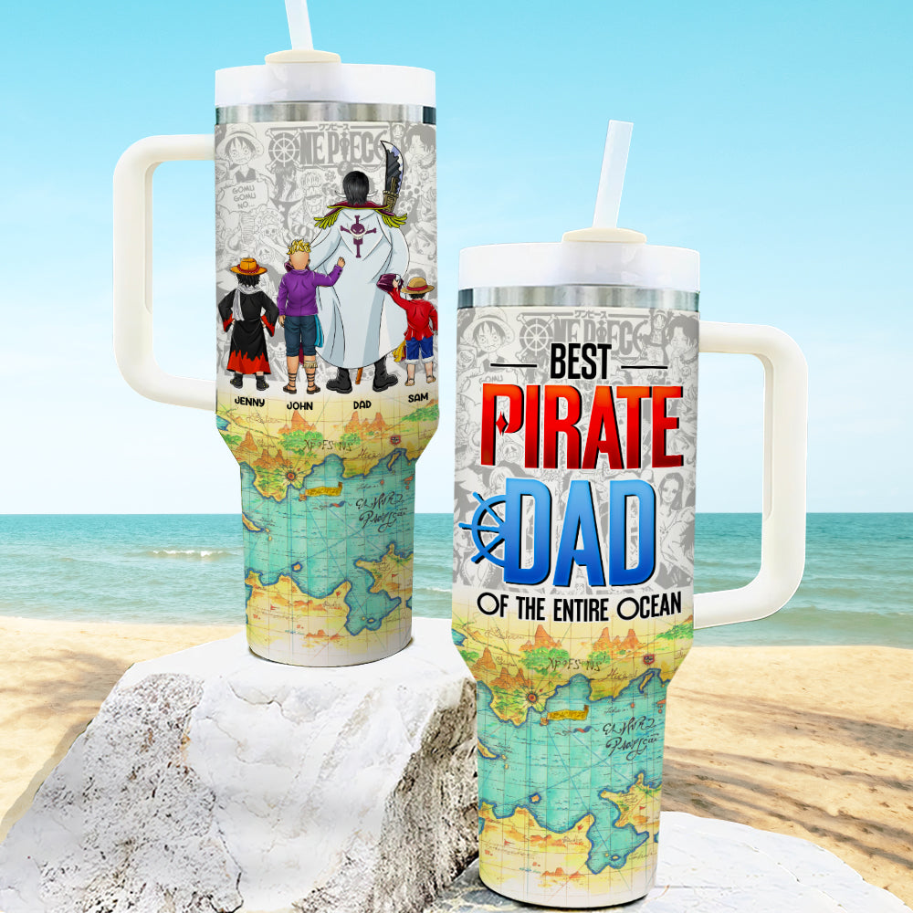 Personalized Pirate Dad Tumbler - Best Dad of the Ocean Tumbler Cup PopCulturePrints
