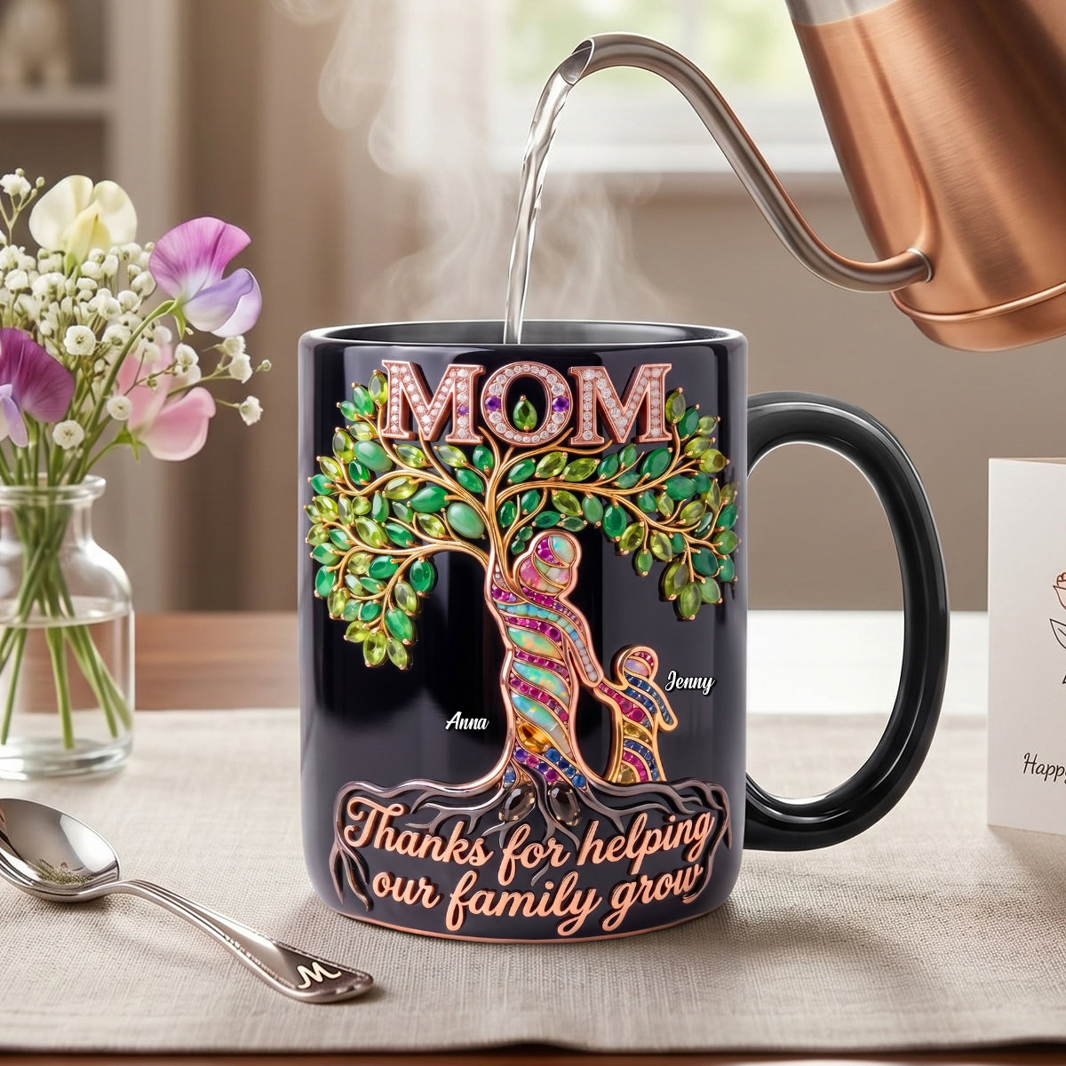 "Thanks for Helping Our Family Grow!" - Personalized Mom Magic Coffee Mug - Custom Gift for Mothers and Grandmothers Coffee Mug PopCulturePrints