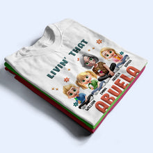 Load image into Gallery viewer, “Livin&#39; That Grandma Life” - Personalized T-Shirt for Fabulous Grandmas T-shirt PopCulturePrints
