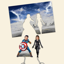 Load image into Gallery viewer, Custom Superhero Couple Keyholder - Personalized Photo Gift Key Holder PopCulturePrints
