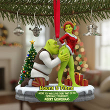 Load image into Gallery viewer, Cheeky Kisses Couple Ornament - Personalized Gift for Couples Ornament PopCulturePrints
