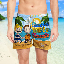 Load image into Gallery viewer, Personalized Beaches Booze &amp; Sweetie Couple Beach Shorts
