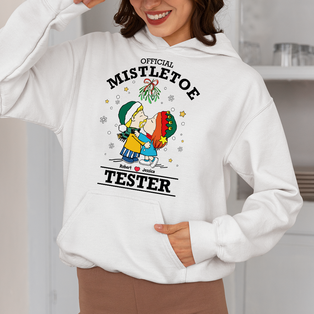 Customizable Couple Sweatshirt - Kissing Under Mistletoe