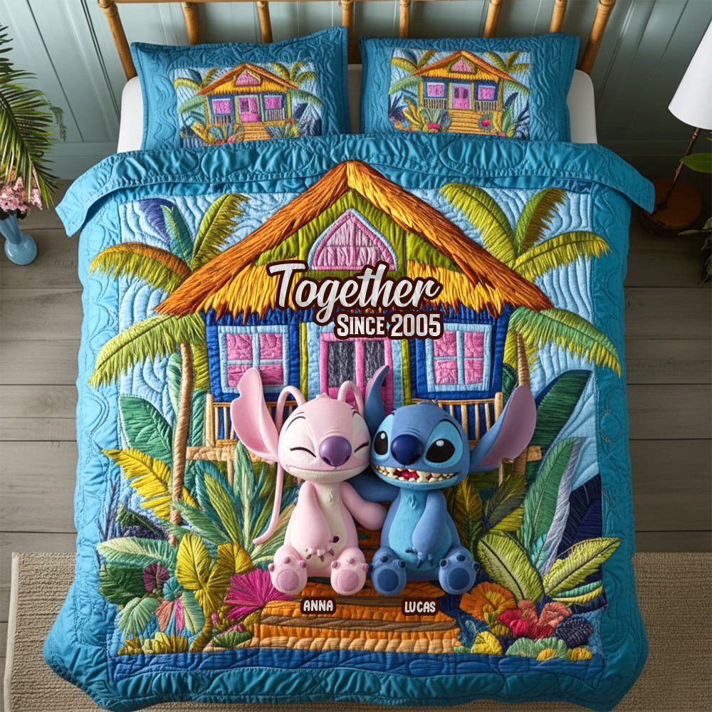 Together Since 2005 - Personalized Lovely Couple Quilt Bedding Set Bedding Set PopCulturePrints