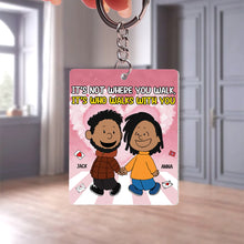 Load image into Gallery viewer, Personalized Couple Keychain - Who Walks With You Keychains PopCulturePrints
