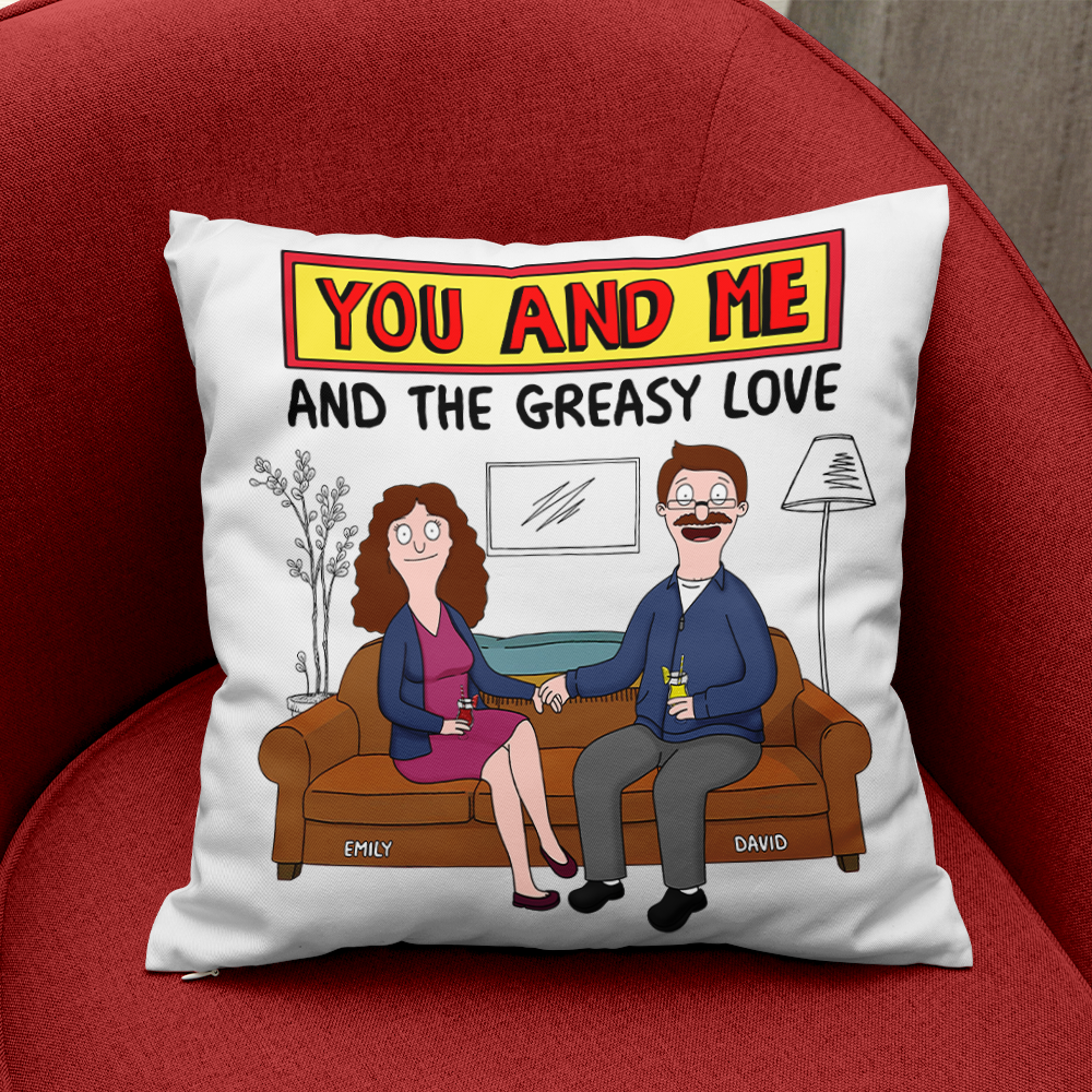 You and Me & The Greasy Love - Personalized Couple Pillow Pillow PopCulturePrints