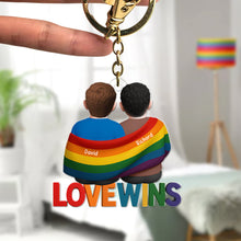 Load image into Gallery viewer, “Love Wins” - Personalized LGBT Keychain - Unique Gift for Couples, Friends, and Loved Ones Keychains PopCulturePrints
