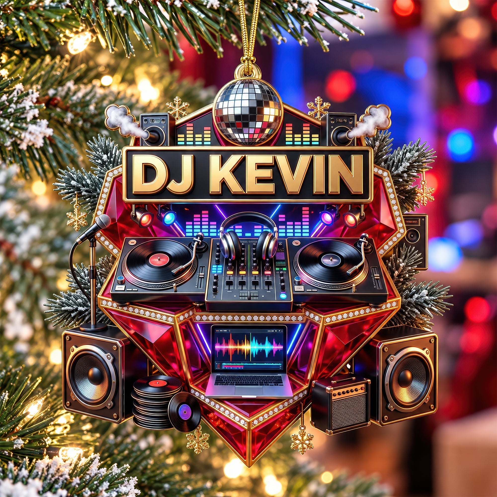 Celebrate the Beat with DJ Turntable Christmas Ornament - Personalized Gift for Music Lovers