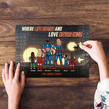 Load image into Gallery viewer, Superhero Family Personalized Jigsaw Puzzle - Where Life Begins &amp; Love Never Ends
