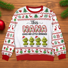 Load image into Gallery viewer, This Nana Loves Her Little Grinches - Personalized Ugly Christmas Sweater
