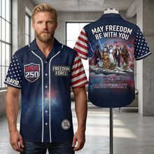 Load image into Gallery viewer, May Freedom Be With You - Custom 250th Anniversary Jersey Shirt for Patriots
