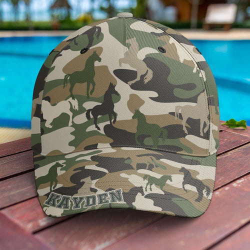 “For Horse Lovers: Style Meets Adventure” - Personalized Classic Camo Cap Caps PopCulturePrints