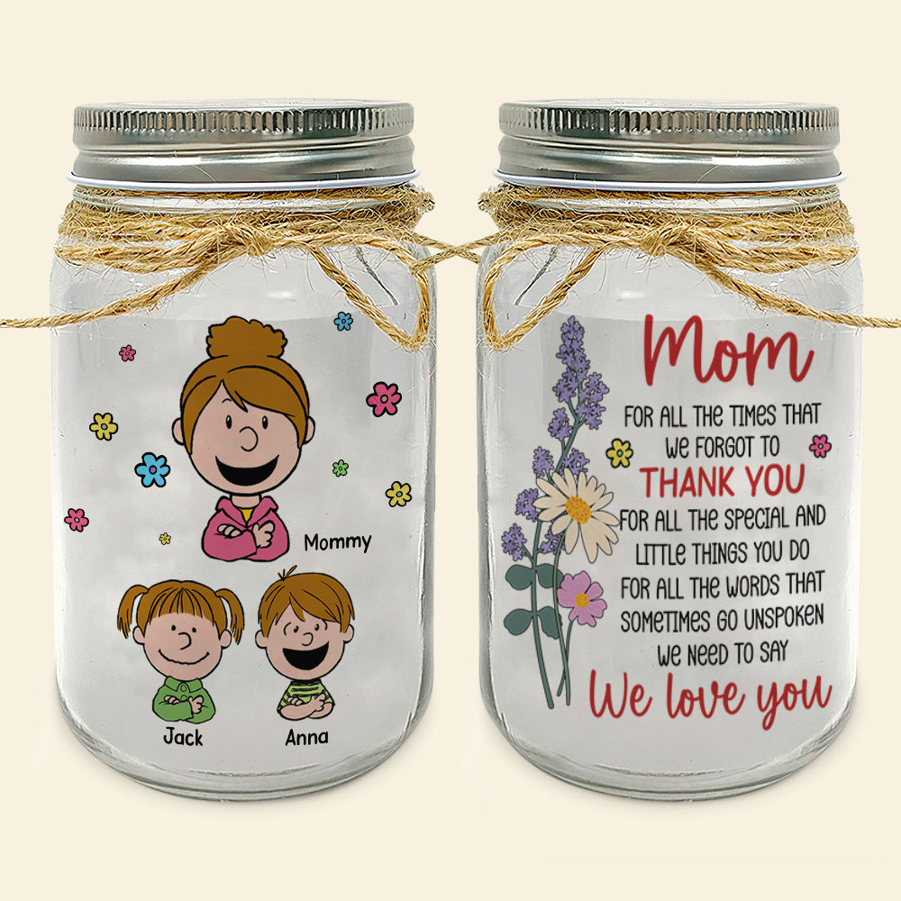 Personalized Mason Jar Light for Mom - Heartfelt Gift Drink Jar PopCulturePrints