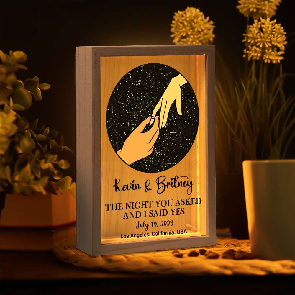 Personalized Love Frame - The Night You Asked and I Said Yes Poster & Canvas PopCulturePrints
