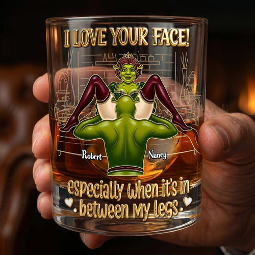 I Love Your Face! - Customized Naughty Couple Round Glass Glass PopCulturePrints
