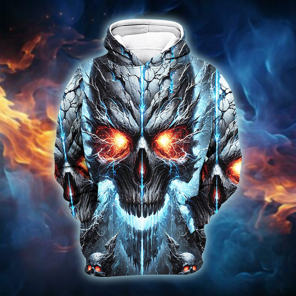 Skull Lover's Hoodie: Fiery Skull Design AOP Products PopCulturePrints