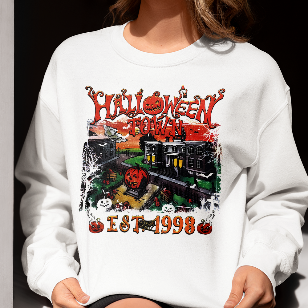 Halloween Town EST 1998 Sweatshirt - Retro Pumpkin Design