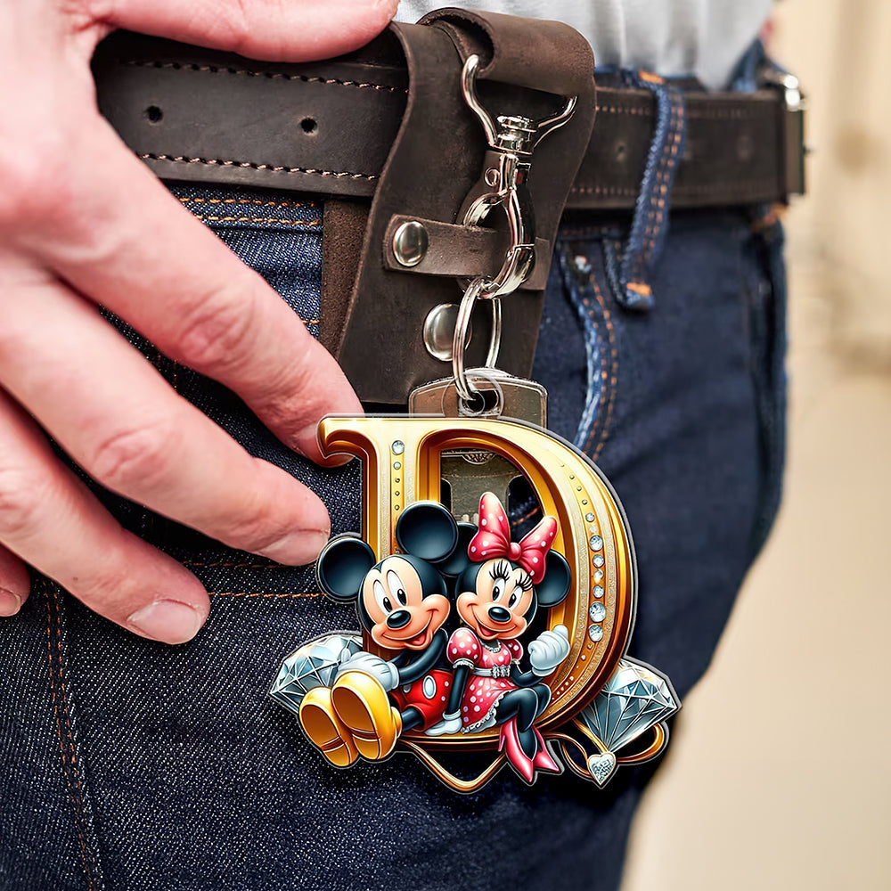 Personalized Mickey and Minnie Alphabet Keychain Keychains PopCulturePrints