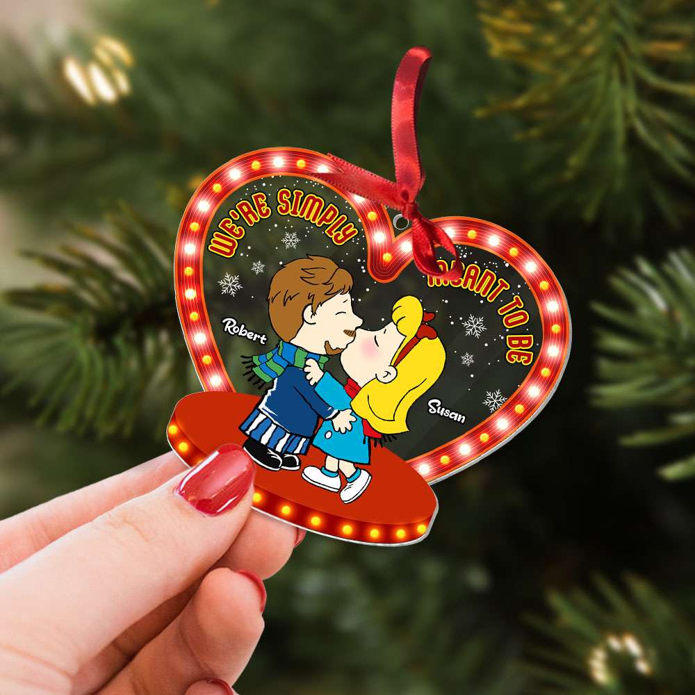 Personalized Christmas Ornament for Couples - Cartoon Couple Kissing