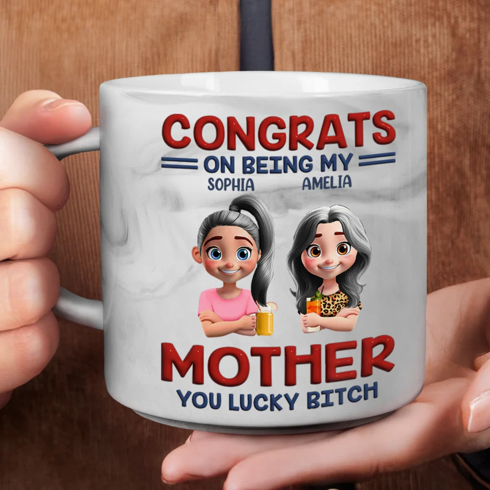 Congrats On Being My Brother Sister Bestie - Personalized Marble Mug Marble Mug PopCulturePrints