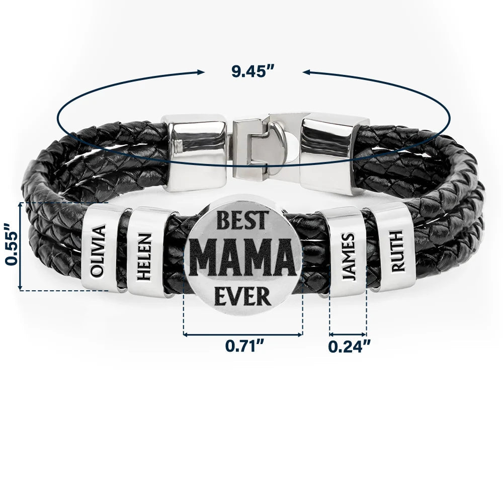 Best Dad Ever - Personalized Leather Braided Bracelet | Unique Gift for Dad, Grandpa, or Stepdad Leather Braided Bracelet PopCulturePrints