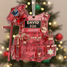 Load image into Gallery viewer, Celebrate the Brave - Police Vest Christmas Ornament - Personalized Gift for Police Officers Ornament PopCulturePrints
