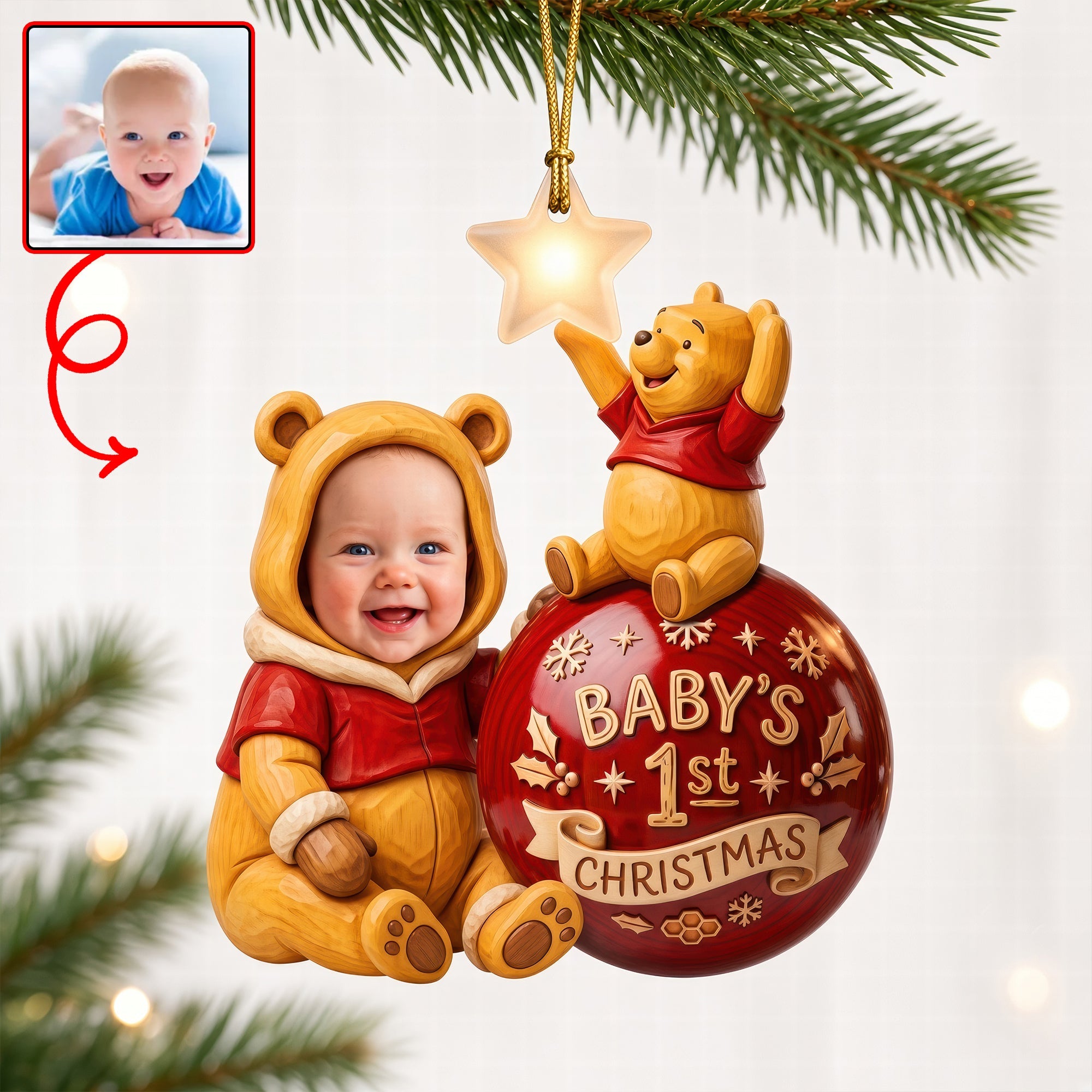 Baby 1st's Christmas Ornament - Custom Photo Gifts For Kids 05paqn061026 Ornament PopCulturePrints