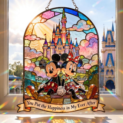 You Put the Happiness in My Ever After - Playful Couple Suncatcher Ornament - Personalized Gift for Couples Ornament PopCulturePrints