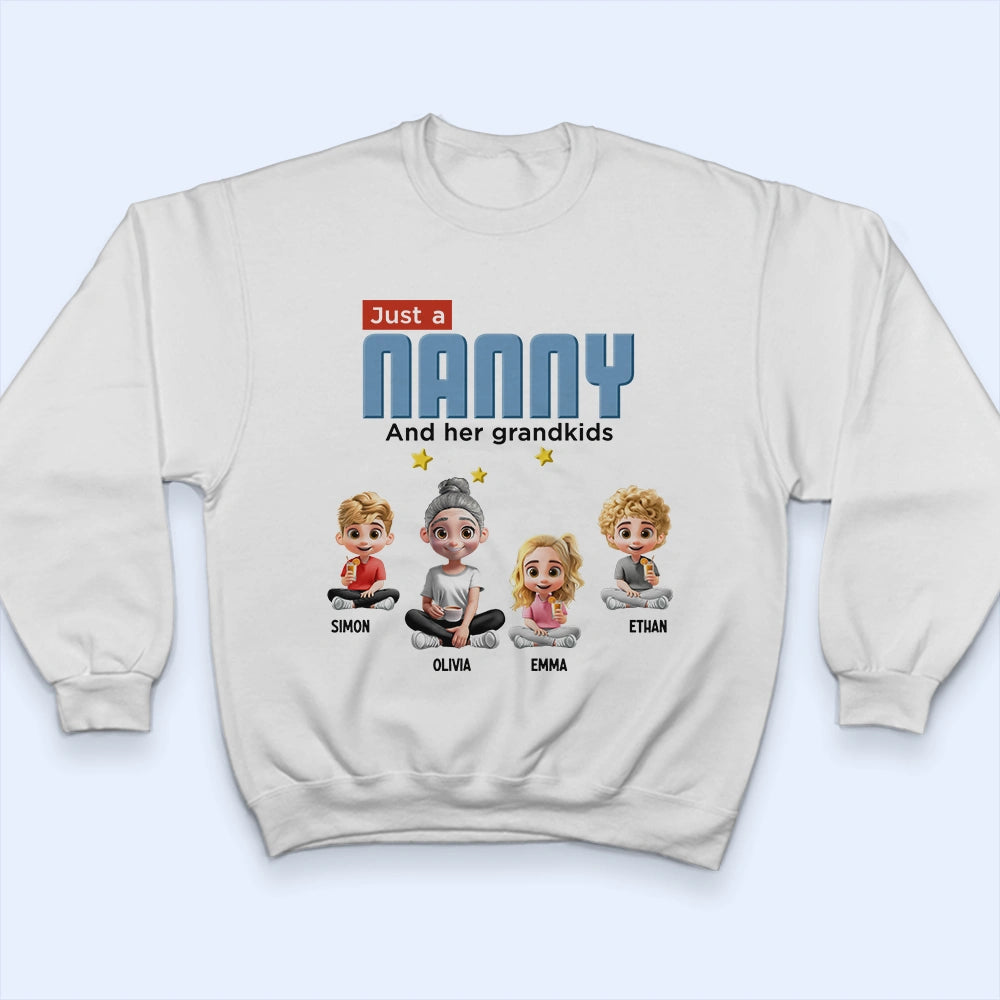 Just A Grandma And Her Grandkids - Personalized T-Shirt T-shirt PopCulturePrints
