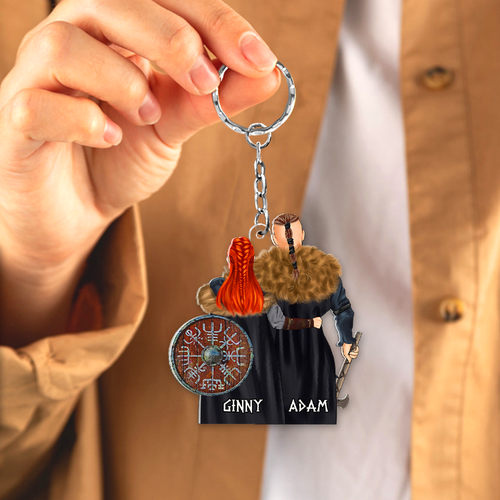 Personalized Viking Couple Keychain - Unique Gift for Him and Her Keychains PopCulturePrints