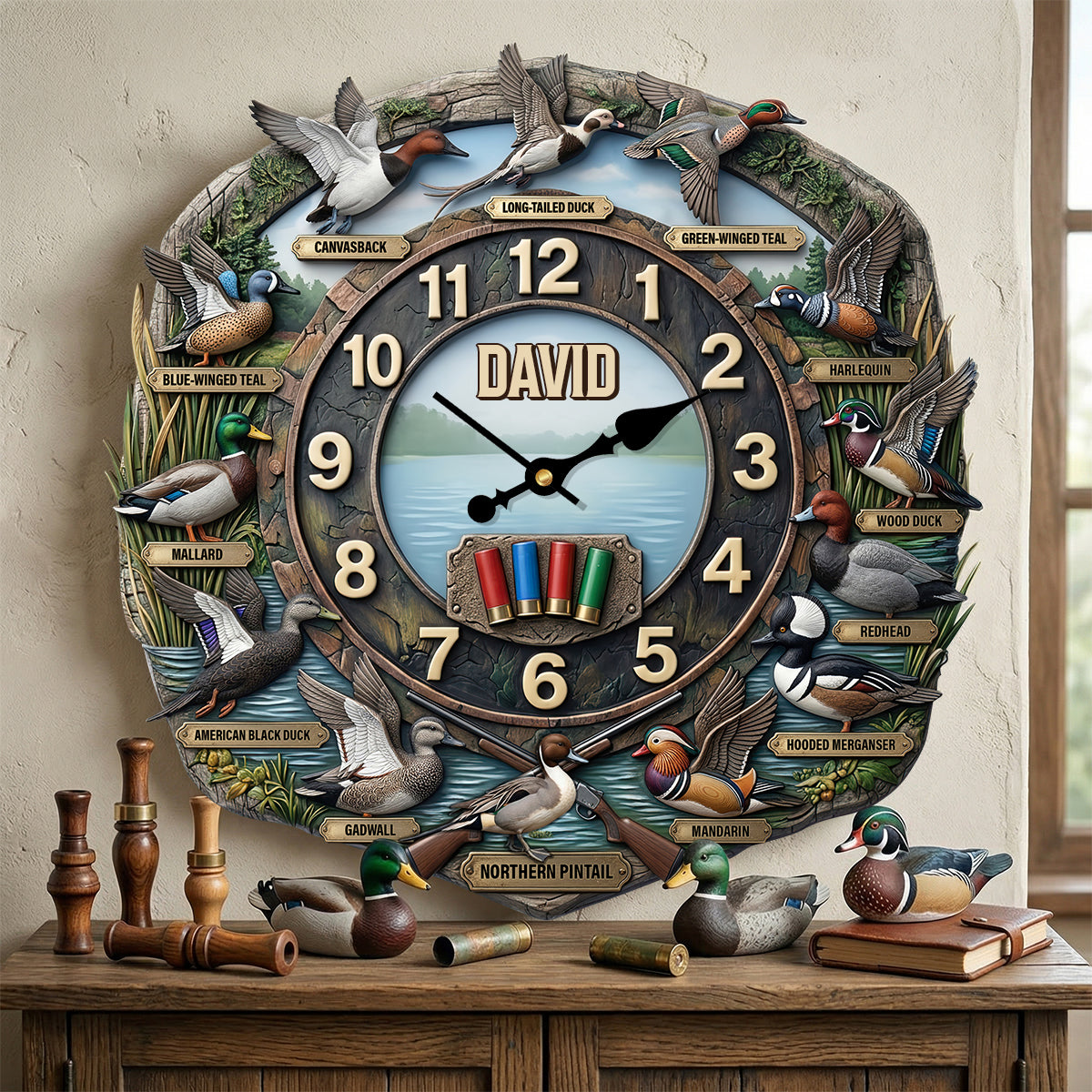 Personalized Duck Hunting Wall Clock - A Special Gift for Hunters Hanging Wall Clock PopCulturePrints
