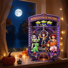 Load image into Gallery viewer, “Unleash the Magic of Halloween” - Midnight Prize Machine Acrylic Light Box - Personalized Gift for Kids, Friends, and Family Light Box PopCulturePrints
