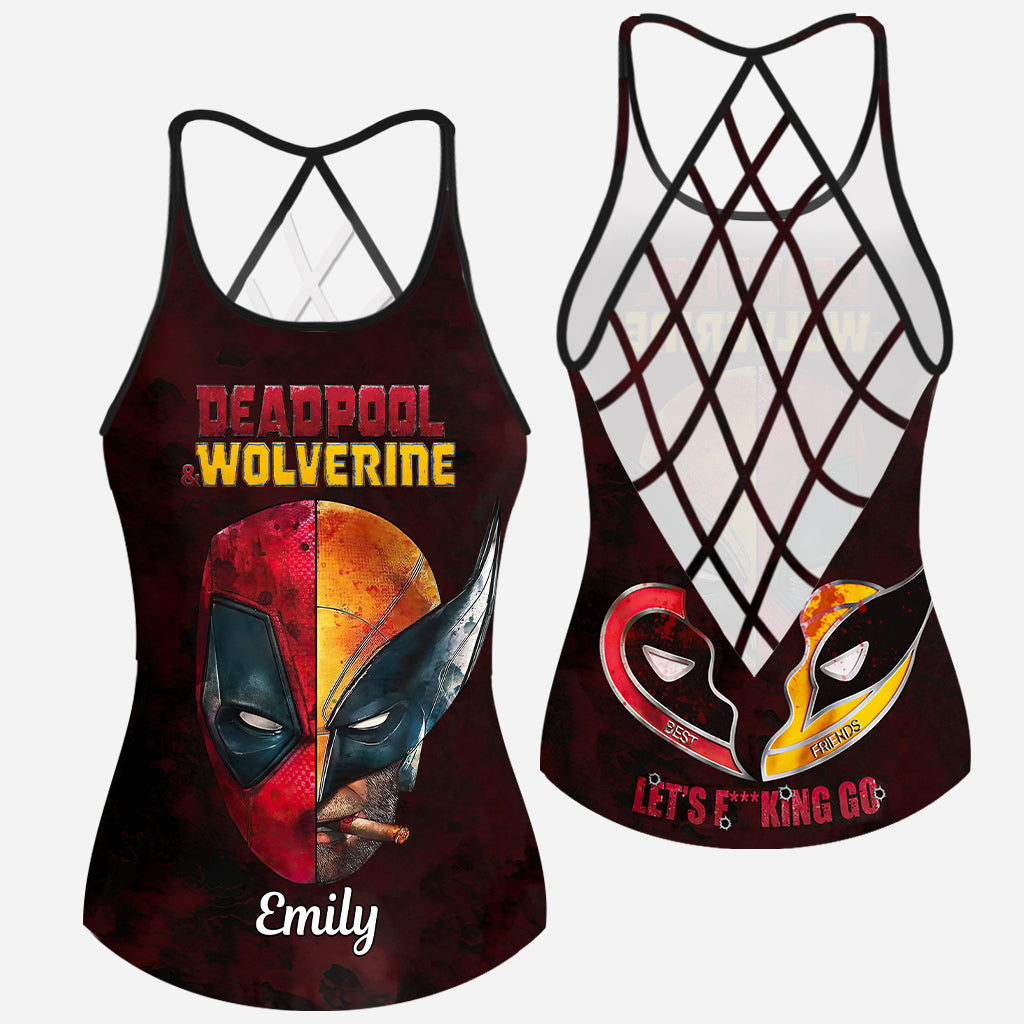 Personalized Deadpool & Wolverine Cross Back Tank Top