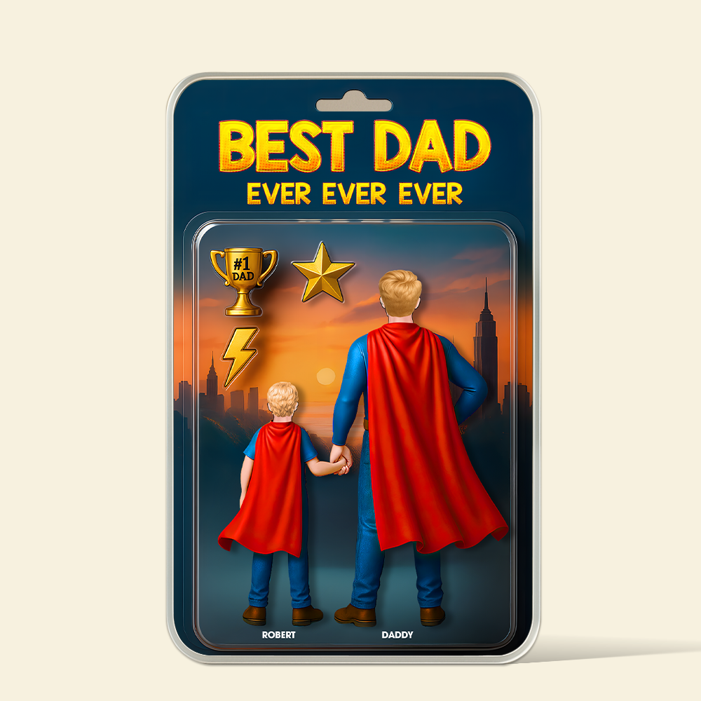 Best Dad Ever Ever Ever - Personalized Super Dad Plaque - Unique Gift for Dad, Grandpa, and Loved Ones Shaped Plaques PopCulturePrints