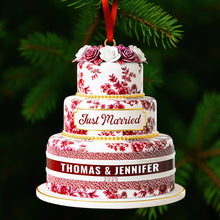 Load image into Gallery viewer, Just Married - Custom Personalized Christmas Ornament for Newlyweds Ornament PopCulturePrints
