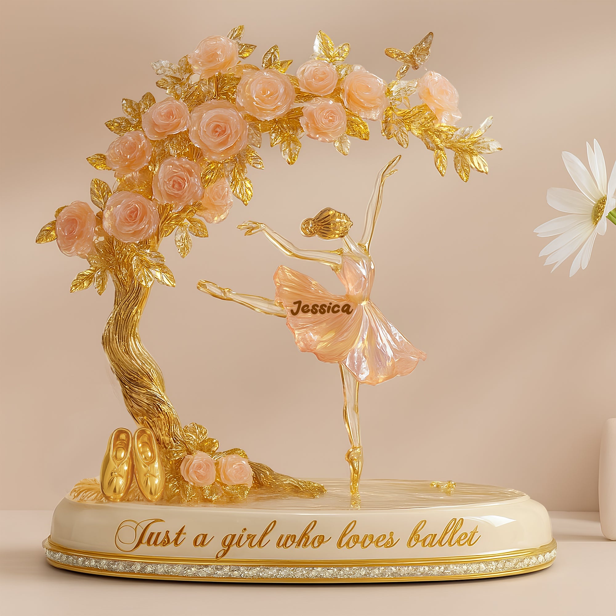 "Just a Girl Who Loves Ballet" - Personalized Dreamy Ballet Girl Acrylic Plaque - Custom Gift for Ballerinas, Dance Enthusiasts, and Princesses Shaped Plaques PopCulturePrints