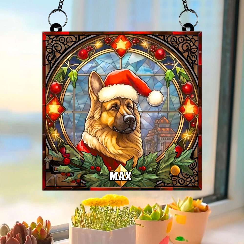 German Shepherd Dog Christmas Acrylic Suncatcher Ornament - Personalized Gifts For Dog Lovers