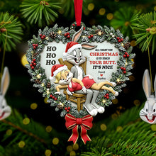 Load image into Gallery viewer, “All I Want for Christmas Is to Touch Your Butt” - Personalized Mischievous Rabbit Couple Christmas Ornament - Custom Gifts for Couples and Loved Ones Ornament PopCulturePrints
