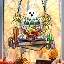 Load image into Gallery viewer, Embrace the Unseen – Ghost Tea Cup Suncatcher Ornament - Personalized Gifts for Book Lovers Ornament PopCulturePrints
