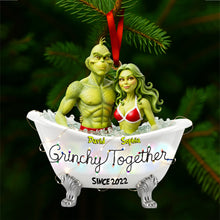 Load image into Gallery viewer, Grinchy Together - Personalized Bathtub Ornament for Couples Ornament PopCulturePrints
