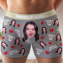 Load image into Gallery viewer, Custom Photo Boxer Shorts for Couples - I Licked It So It's Mine Boxer Briefs PopCulturePrints
