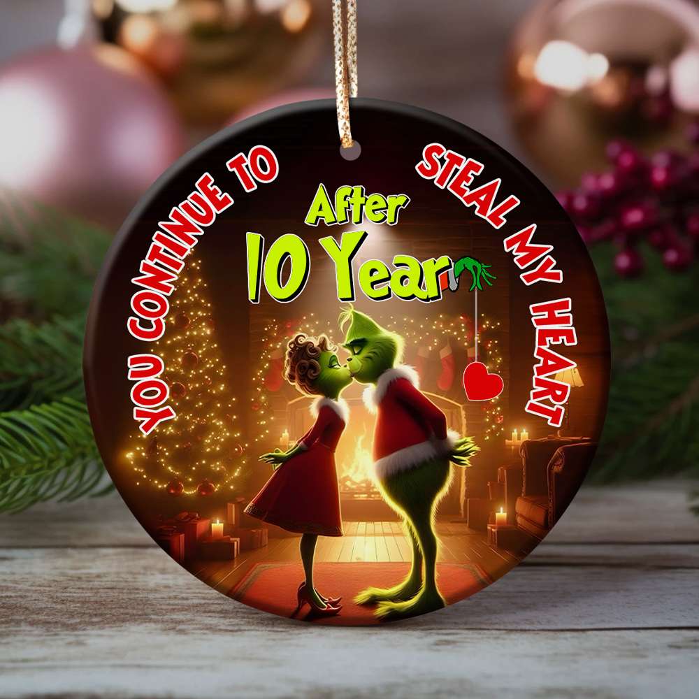Personalized Couple's Christmas Ornament - Commemorate 10 Years Together - Valentine's Day Gifts Ornament PopCulturePrints