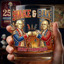 Load image into Gallery viewer, "Shake &amp; Bake!" Celebrate 250 Years of USA - Personalized Round Glass - Unique Gifts for History Buffs, Collectors &amp; Friends Glass PopCulturePrints
