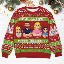 Load image into Gallery viewer, Personalized Family Tennis-Themed Christmas Sweater
