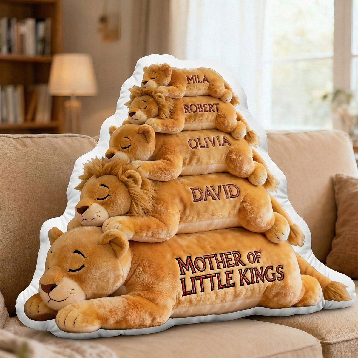 “A Mother’s Love is a Lion’s Strength” - Personalized Pillow for Mom - Gifts for Mom and Grandma Pillow PopCulturePrints
