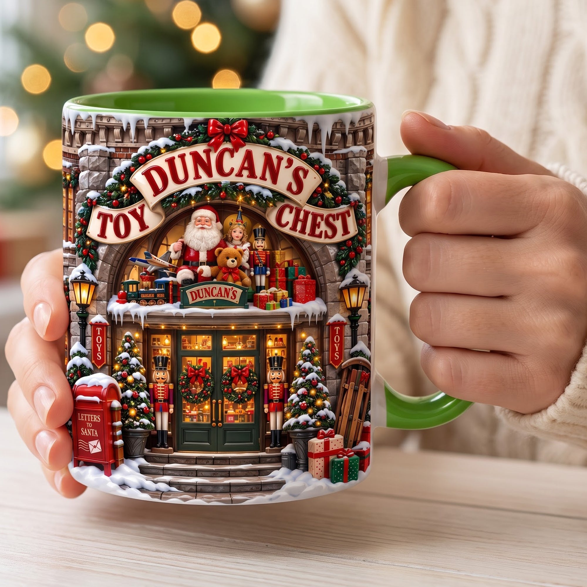 "Unwrap the Magic of Christmas" - Personalized Christmas Accent Mug - Gift for Family, Friends, and Colleagues