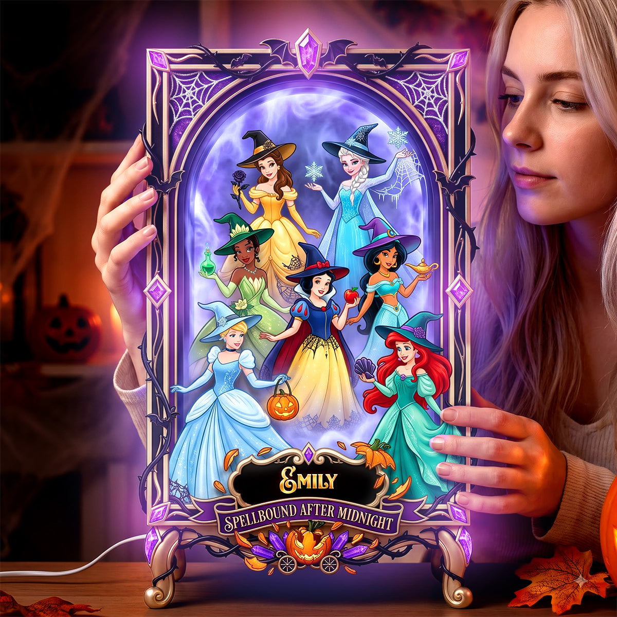 “Enchant Your Sisterhood This Halloween!” - Spellbound Halloween Light Box - Personalized Gift for Sisters, Friends, and Halloween Lovers Light Box PopCulturePrints