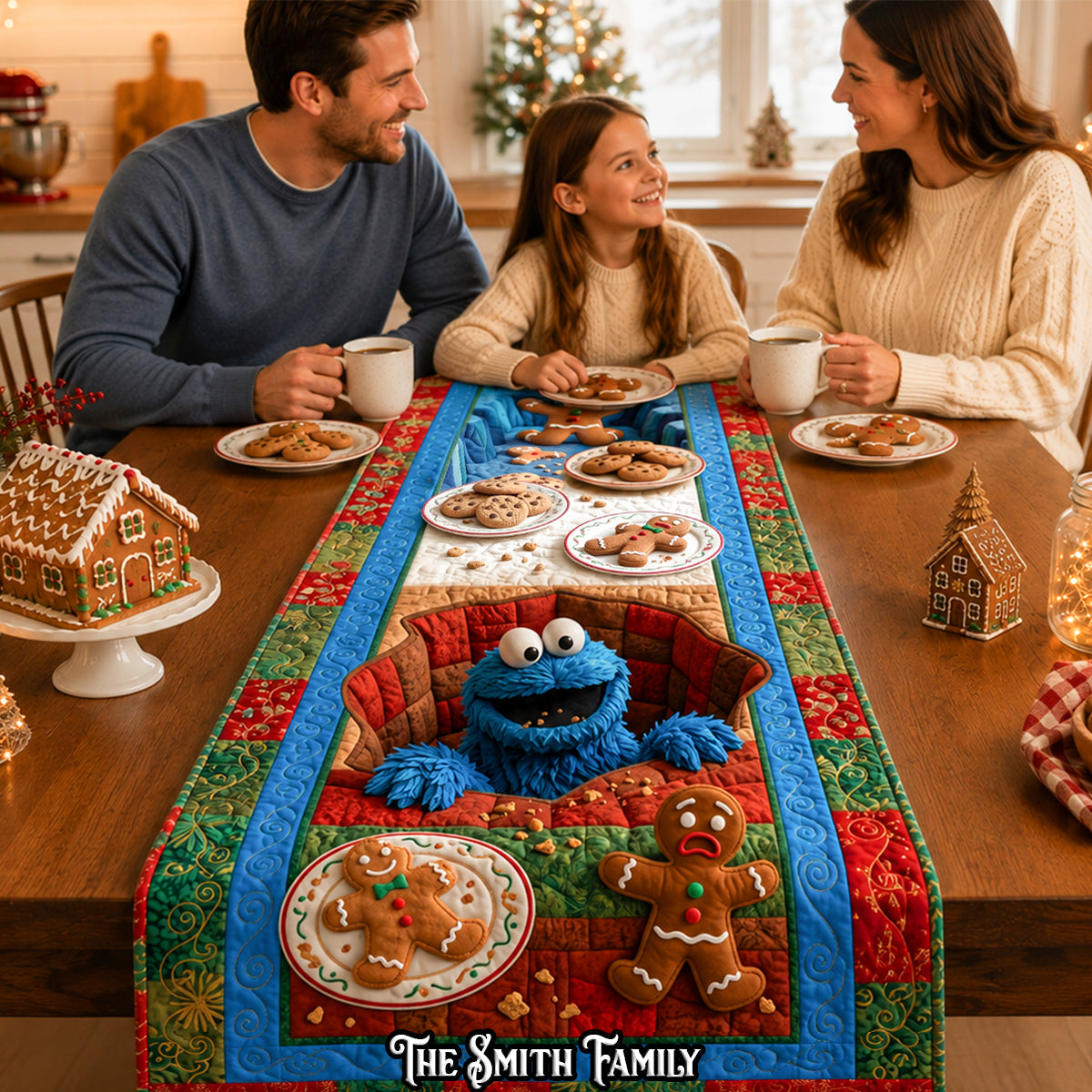 “The Sweetest Holiday Treats!” - Crumb-Snatcher And Great Cookies Quilted Table Runner - Personalized Christmas Gifts