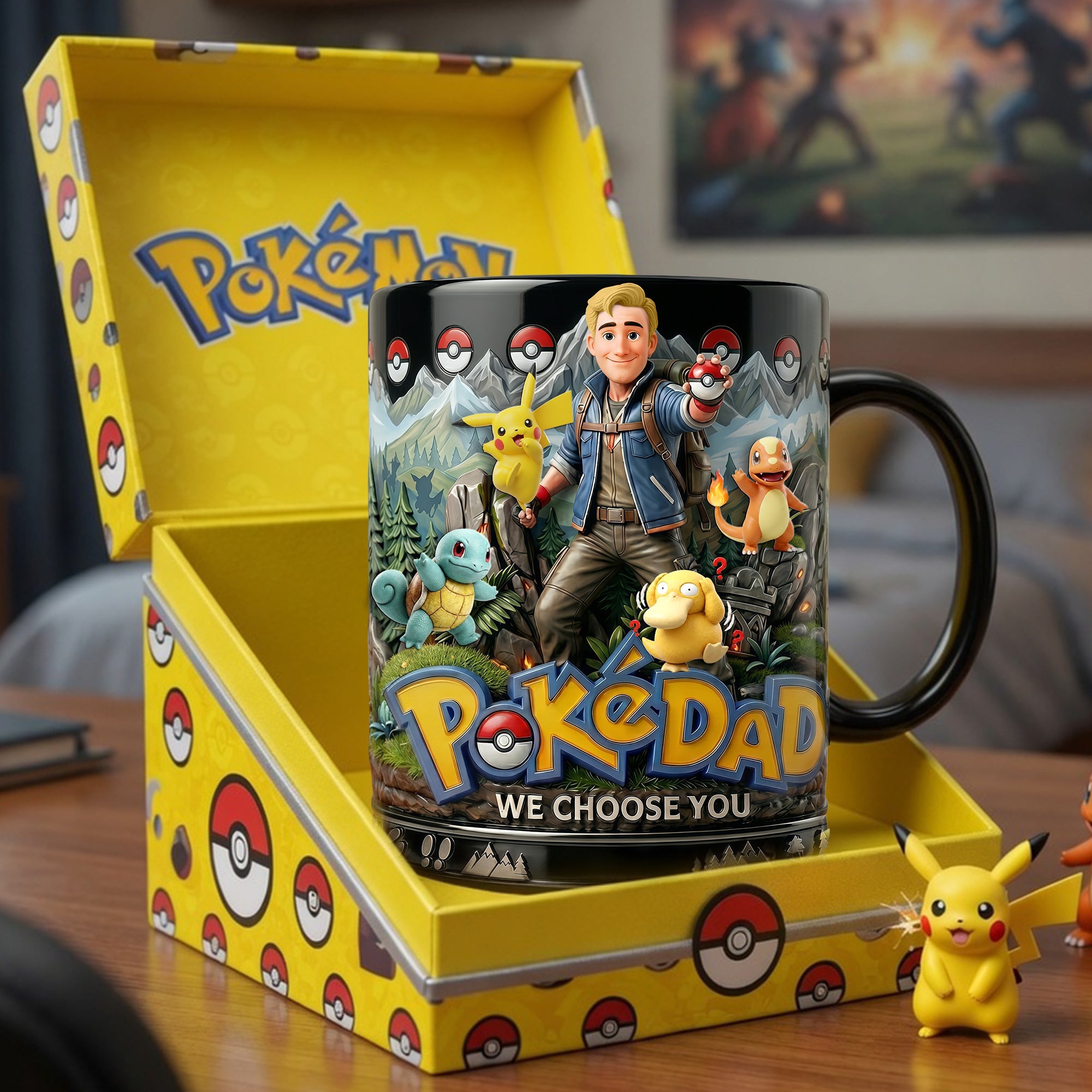 “PokéDad, We Choose You!” - Adventure Dad And Kids Magic Mug - Personalized Gift For Dads, Grandpas, and Kids Coffee Mug PopCulturePrints